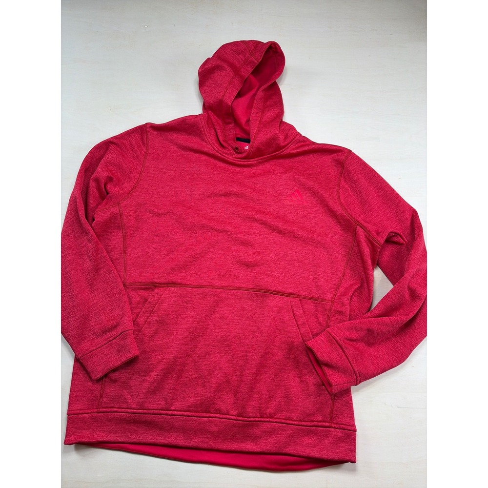 Adidas Climawarm Hoodie Mens XL Red Heathered Pullover Sweatshirt Training